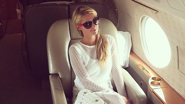 Hollywood celebrity Paris Hilton in her private jet, lands in Milwaukee to attend the Summerfest2015. (Photo Courtesy: <a href="https://www.facebook.com/parishilton/photos_stream">Facebook.com/Paris Hilton</a>)