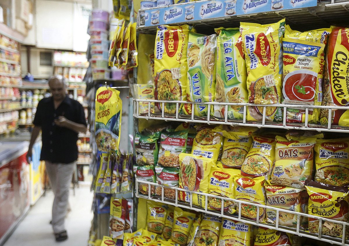 Packets of Nestle’s Maggi instant noodles are seen on display at a grocery store in Mumbai, India, June 4, 2015. (Photo: Reuters)