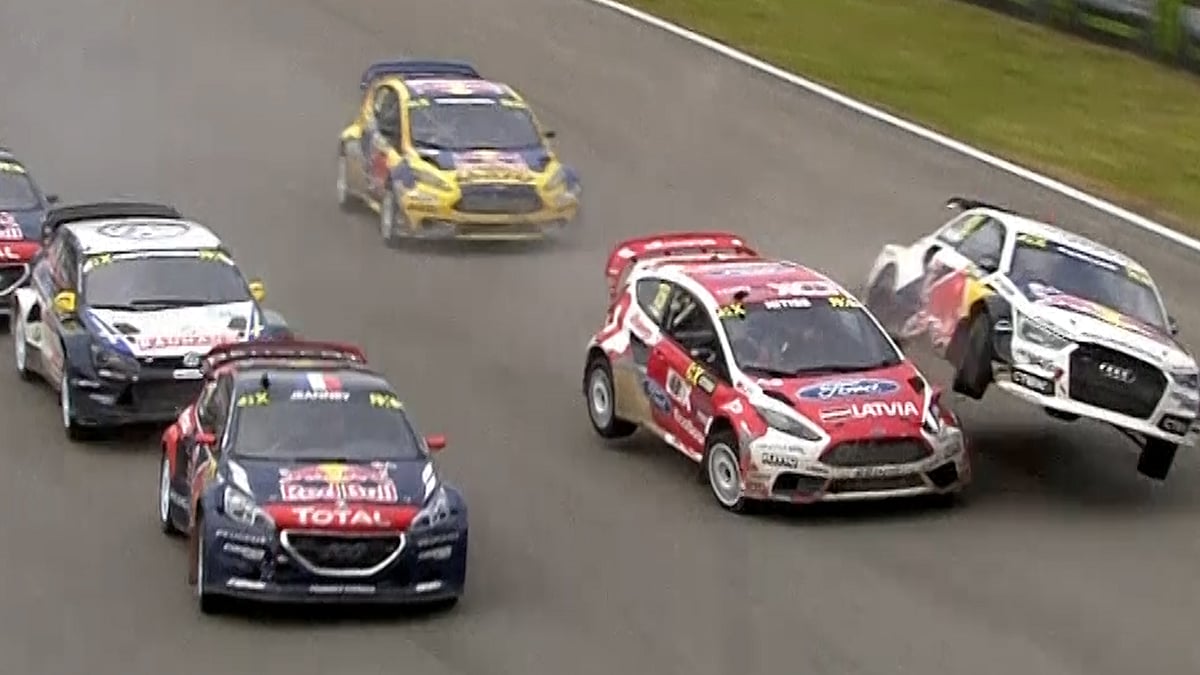 A crash in the rallycross Race in Estring, Germany. (Photo Courtesy: AP screen grab)