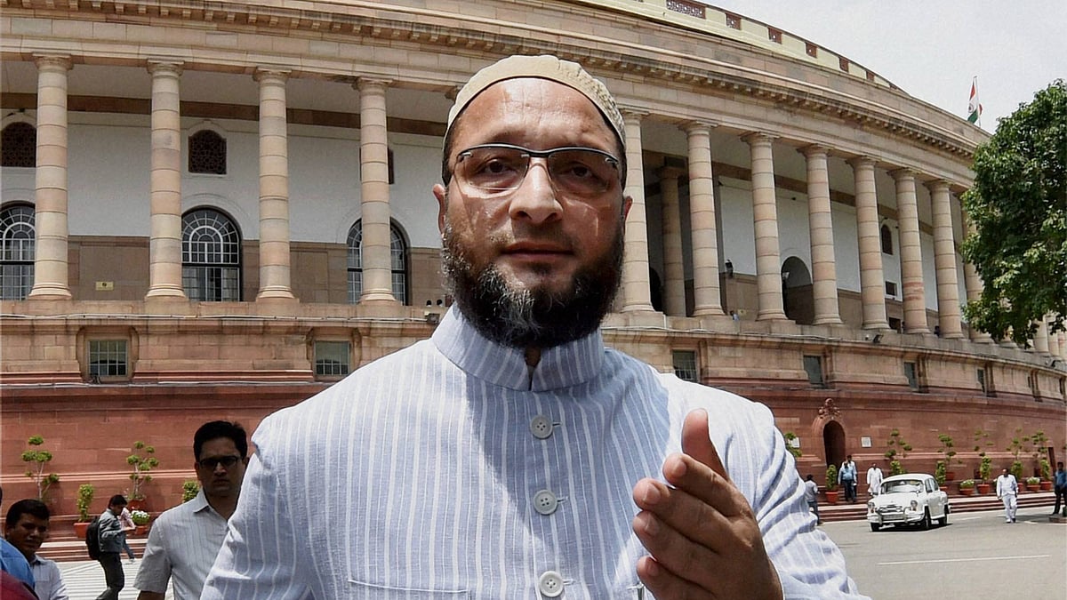 MIM Chief Asaduddin Owaisi outside Parliament house. (Photo: PTI)