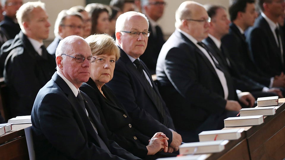 Members of German government and parliament attend a commemoration mass for the unexpectedly died member of the Christian Democratic Union (CDU) Philipp Missfelder in Berlin. (Photo: Reuters)