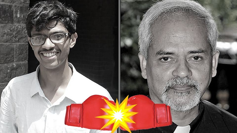 St. Stephen’s College student Devansh Mehta (L) has been battling college principal Reverend Valson Thampu (R). (Photo: The Quint)