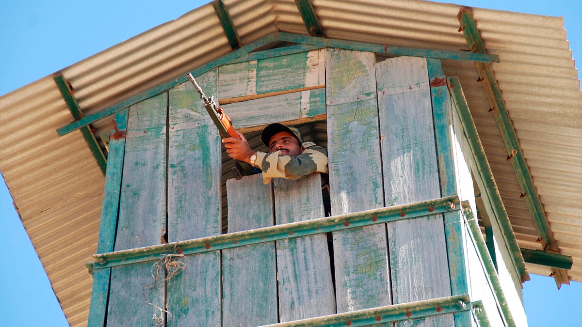 A Border Security Force (BSF) soldier at the India-Pakistan International Border Post.&nbsp;