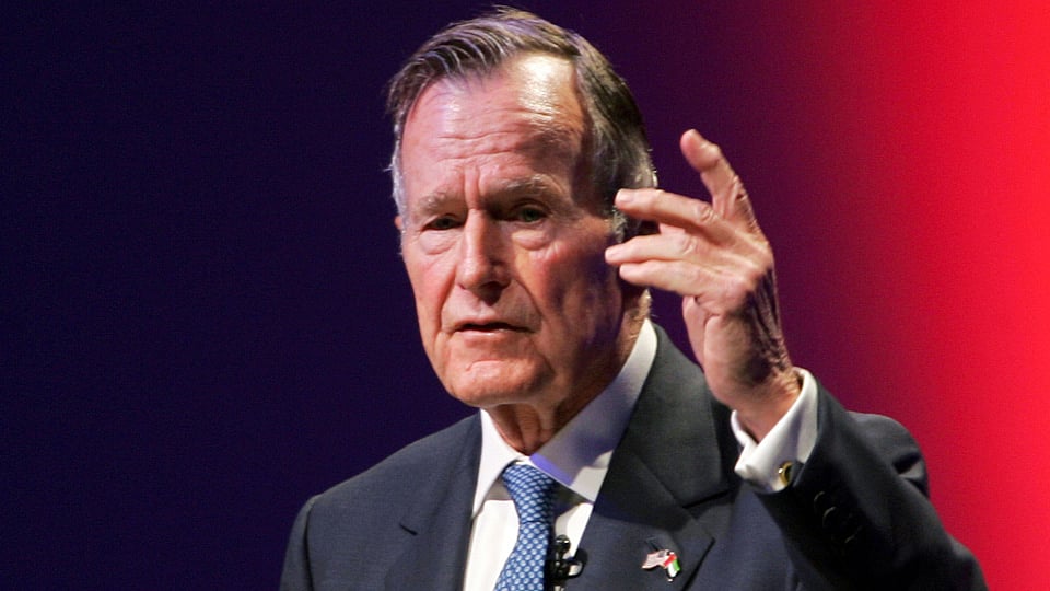Former US President George HW Bush speaks at the World Leadership Summit in Abu Dhabi, United Arab Emirates. (Photo: Reuters)