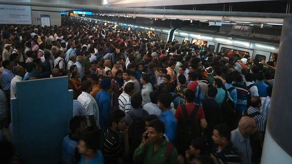 Crowded Rajiv Chowk metro station. (Photo: ANI)