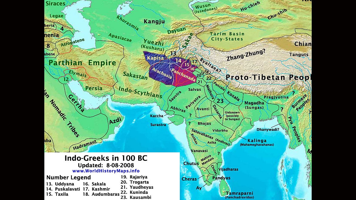 <div class="paragraphs"><p>This map of India depicts the country’s territory 100 years before Jesus Christ was born. </p></div>