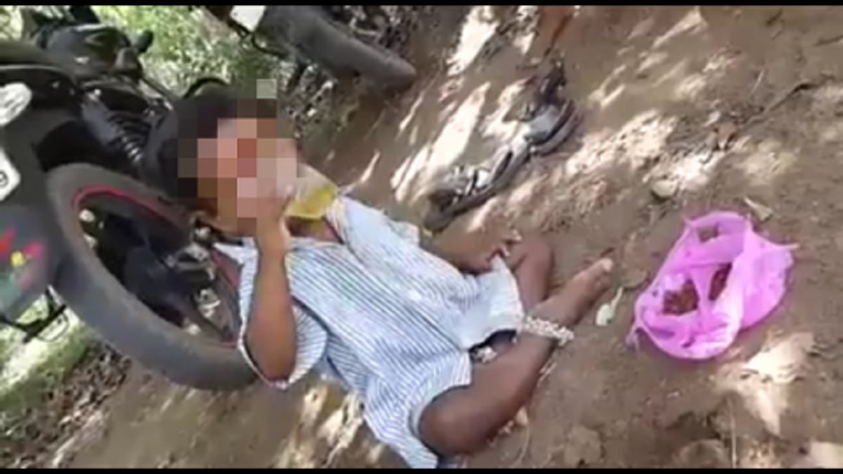 Video grab of a child drinking .(Photo courtesy: The News Minute)