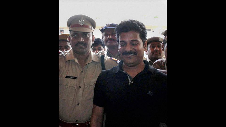 TDP MLA being escorted&nbsp;by AP police. (Photo: PTI)