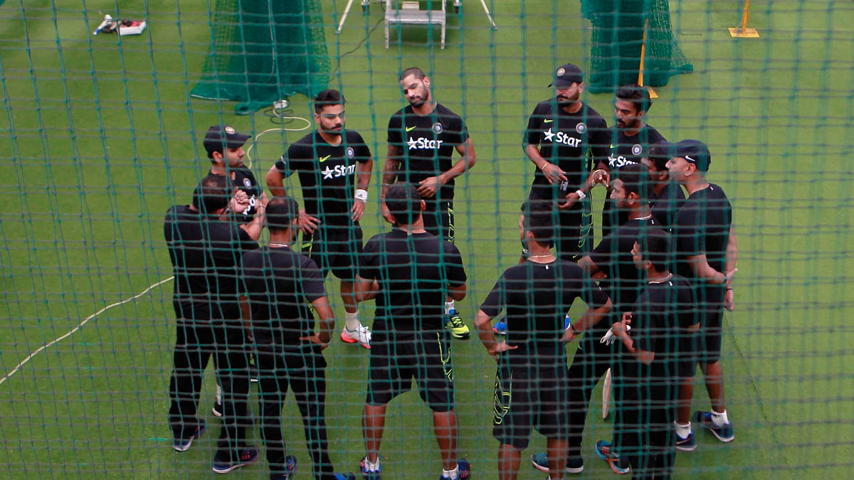 The Indian Cricket team at a practice session in Colombo. (Photo: AP)
