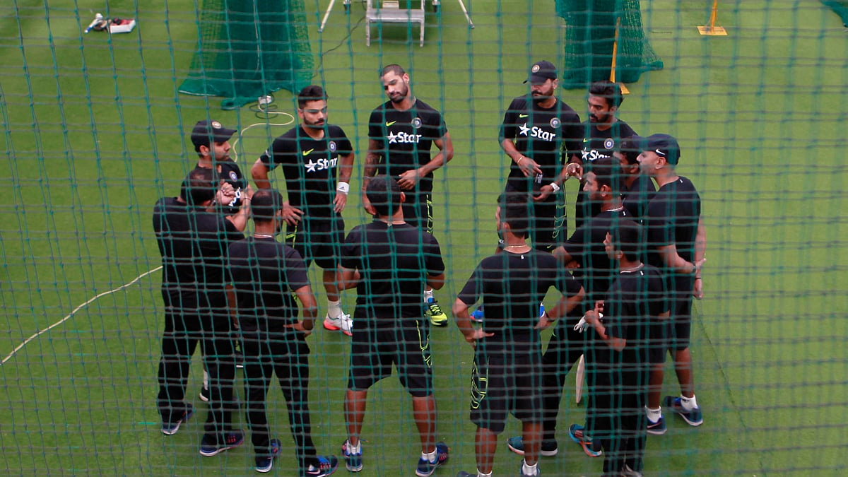 The Indian test team at an indoor practice session in Colombo, Sri Lanka. (Photo: PTI)