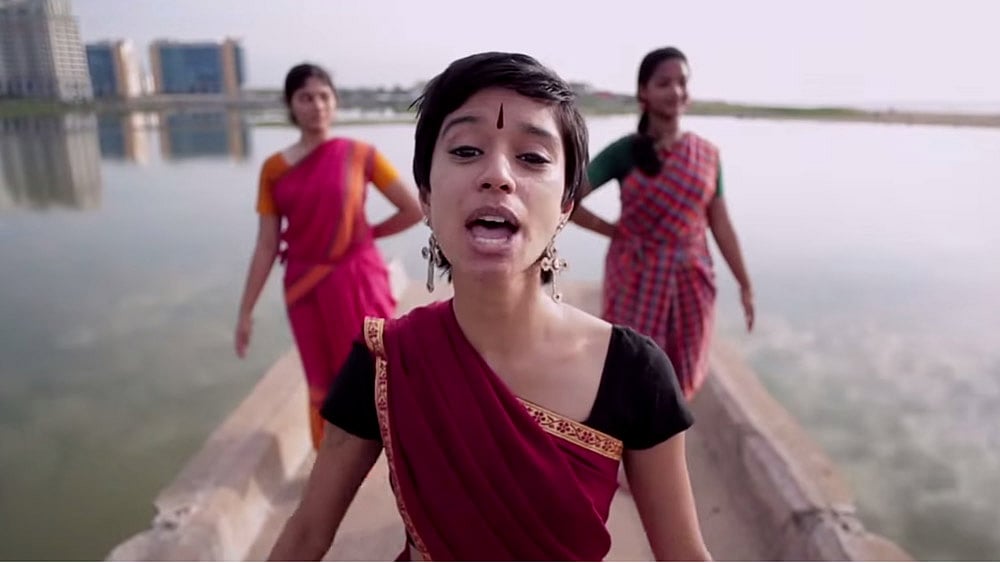 Screenshot from rapper <a href="https://www.youtube.com/watch?v=nSal-ms0vcI">Sofia Ashraf’s video</a> gone viral. 