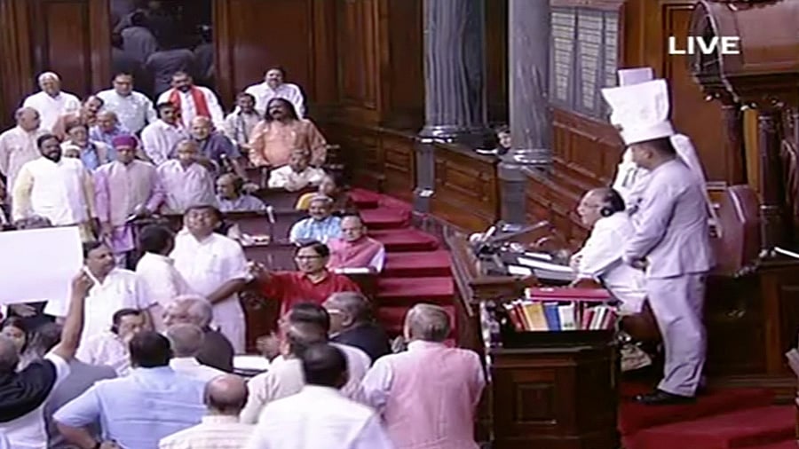 Deputy Chairman of Rajya Sabha PJ Kurien in the House. (Courtesy: RSTV)
