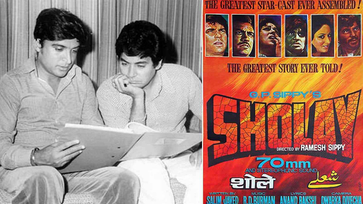 A rare picture of Javed Akthar (L) with Salim Khan (R) (Photo: Twitter/Divya_Bhaskar)