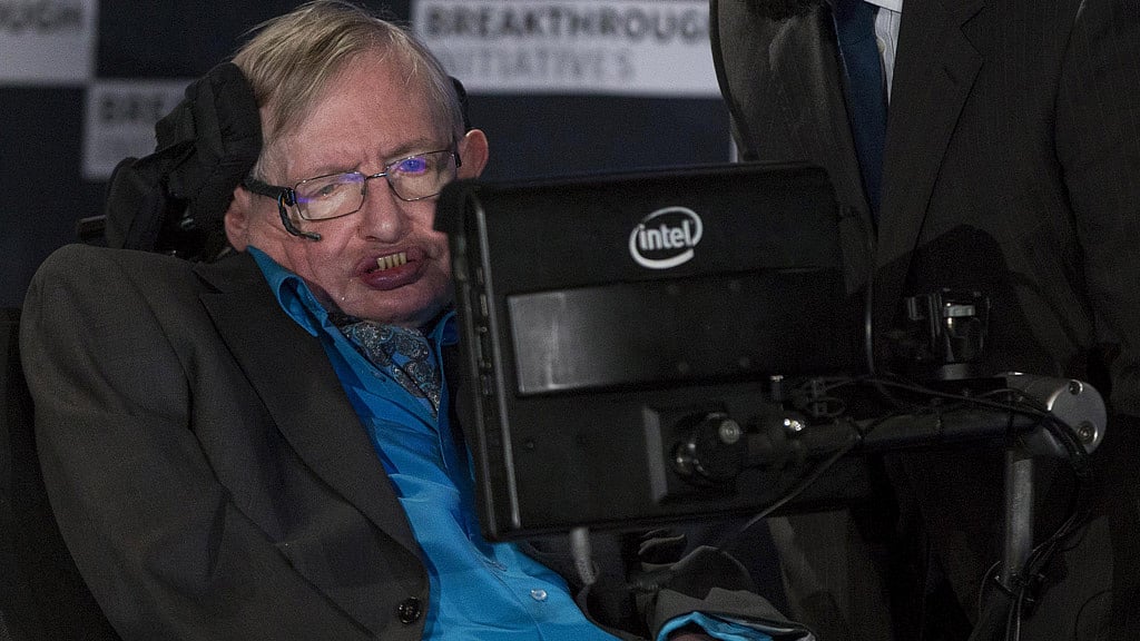 Professor Stephen Hawking speaks at a media event to launch a global science initiative at The Royal Society in London. 