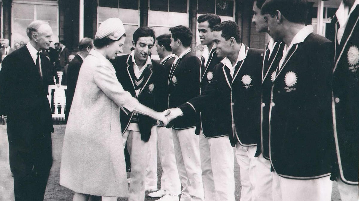 Dilip Sardesai greets the Queen during India’s tour of England in 1967. (Photo: Rajdeep Sardesai)