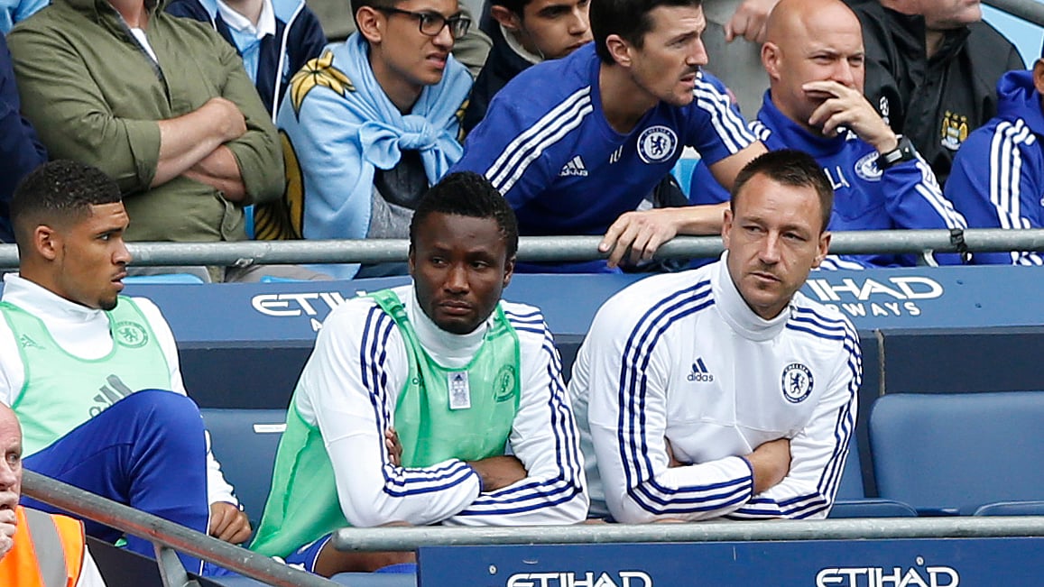 Chelsea’s John Terry sat on the bench after being substituted at half time against Swansea last weekend. (Photo: Reuters) 