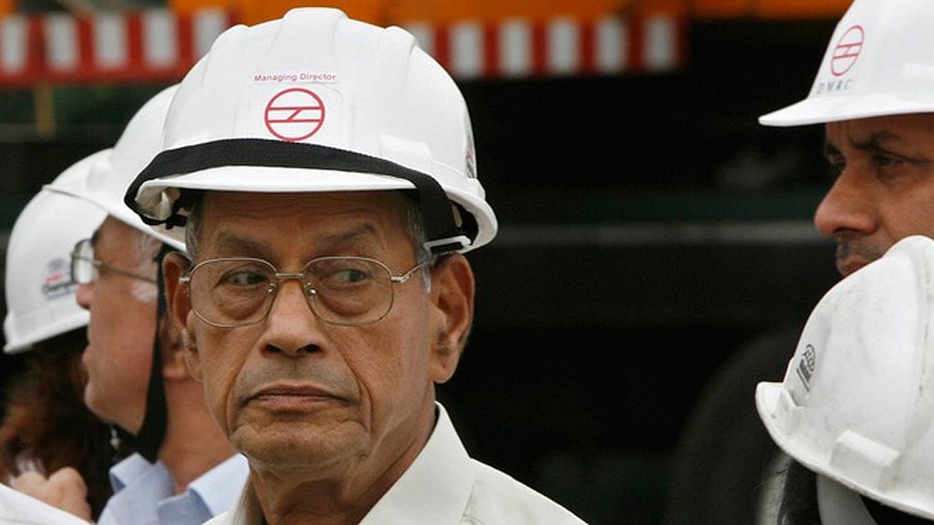 File picture of Sreedharan during his visit at the site of a DMRC flyover. (Photo: Reuters)