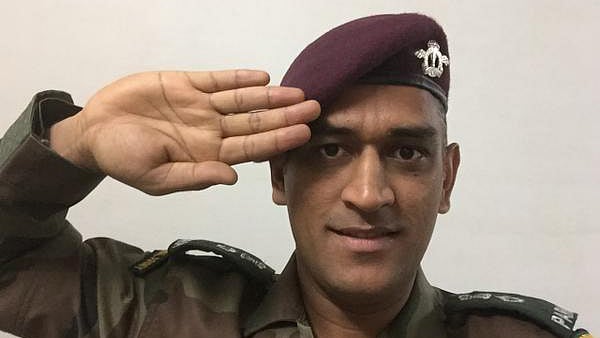 MS Dhoni tweeted this picture with the hashtag ‘saluteselfie’ on the occasion of Independence Day last week. (Photo: <a href="https://twitter.com/msdhoni">twitter.com/msdhoni)</a>