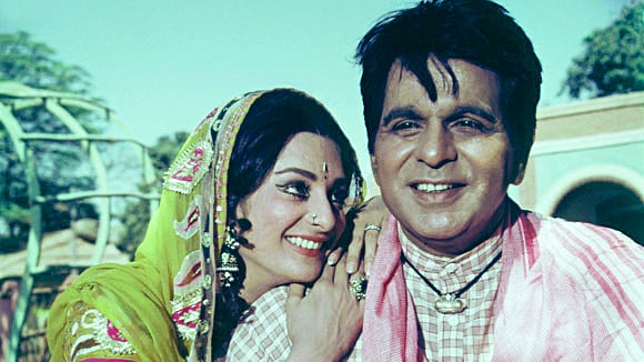 Saira Banu with Dilip Kumar in a scene from <i>Gopi</i> 