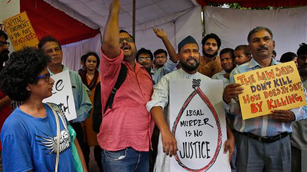 The Supreme Court could not be faulted for preventing Yakub Memon ample opportunity for appeal, including one in the wee hours of the morning prior to the execution of his sentence. Activists protesting against the hanging of Yakub Memon in New Delhi, July 30, 2015. (Photo: AP)