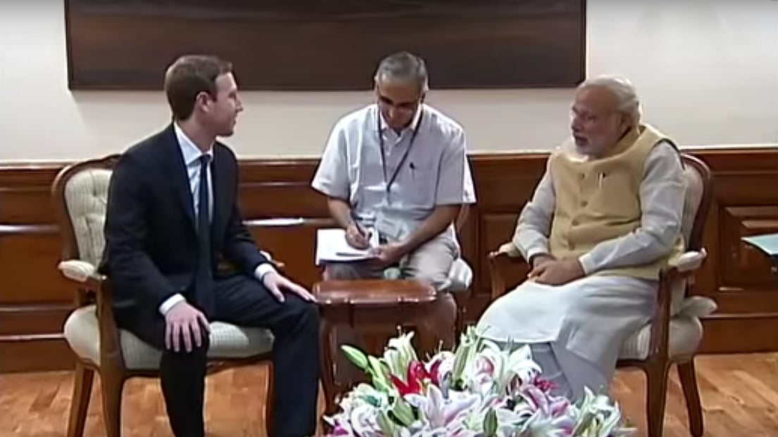 Prime Minister and Mark Zuckerberg when they met last year in India. (Photo: <a href="https://www.youtube.com/watch?v=gEARxxzeDZA">YouTube</a>)