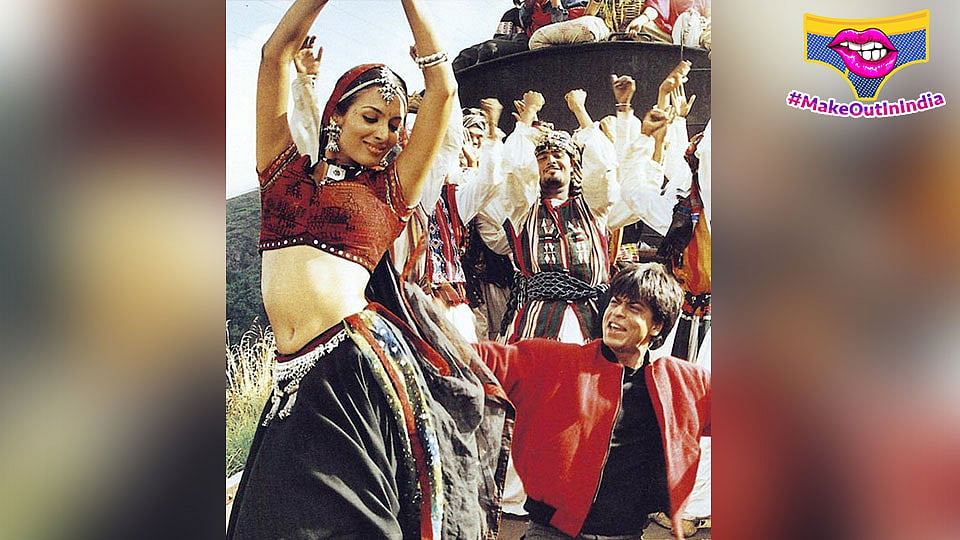 Shah Rukh Khan and Malaika Arora Khan dancing atop a moving train is one of the many crazy things you can do in India – EXCEPT PDA. (Photo Courtesy: <a href="https://www.youtube.com/watch?v=PQmrmVs10X8">YouTube screengrab</a>)
