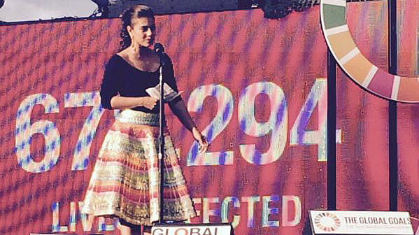 Kajol at the Global Citizen Festival. (Photo: Twitter/<a href="https://twitter.com/KajolAtUN/status/648200847134957568">@KajolAtUN</a>)