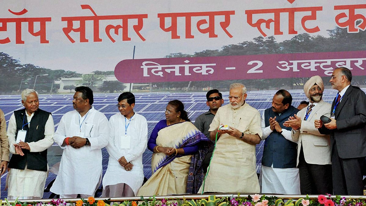 Prime Minister Narendra Modi at the inauguration of a solar power plant at Khunti, Jharkhand on Friday. (Photo: PTI)