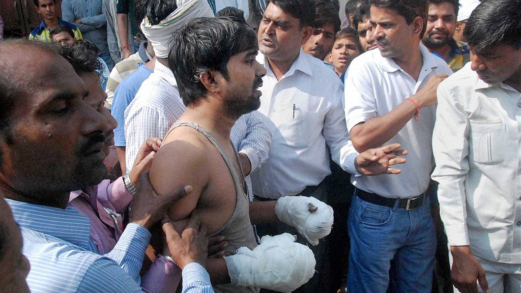 Jitender, after his house was set on fire in Ballabgarh, Faridabad on Tuesday. (Photo: PTI)