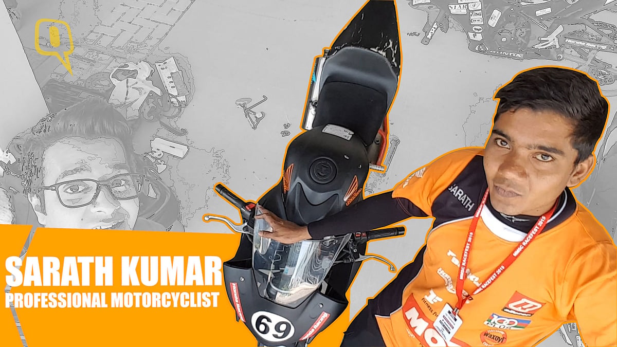 S Sarath Kumar, professional racer. (Photo: The Quint)