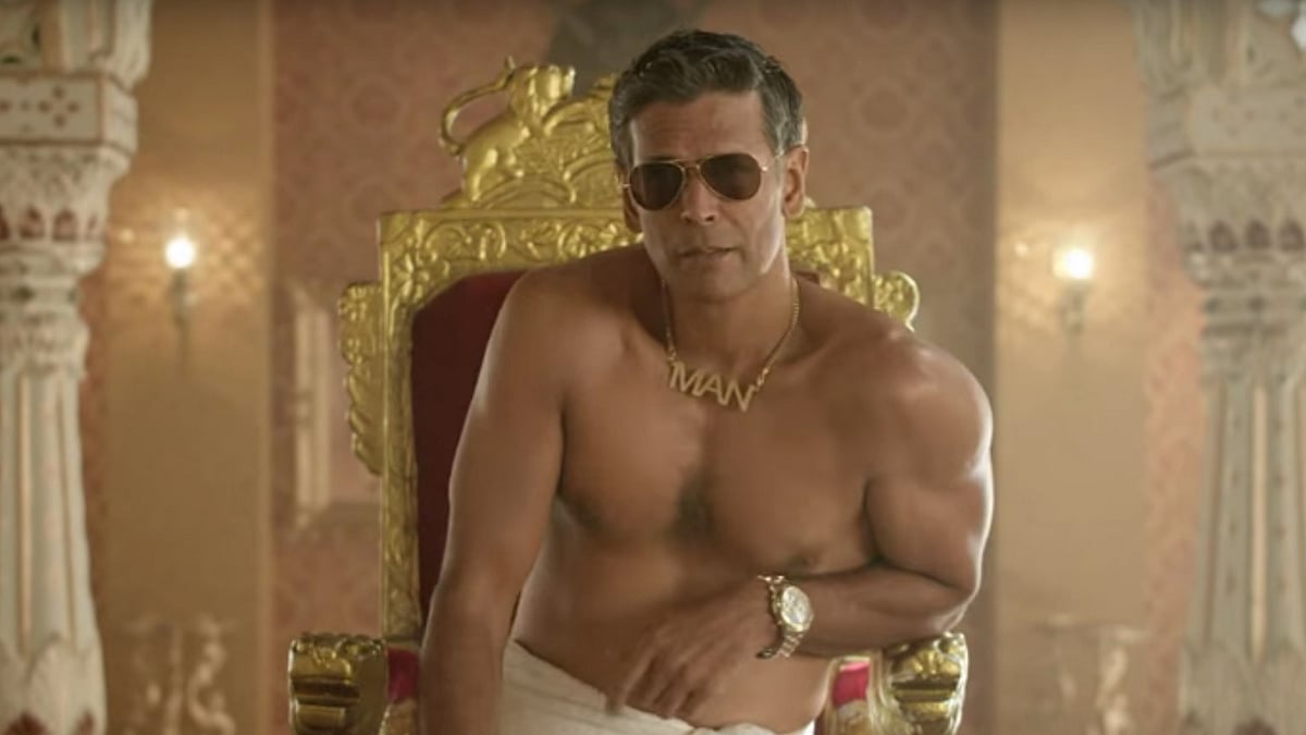 Screen grab of Milind Soman’s mantastic Old Spice ad.