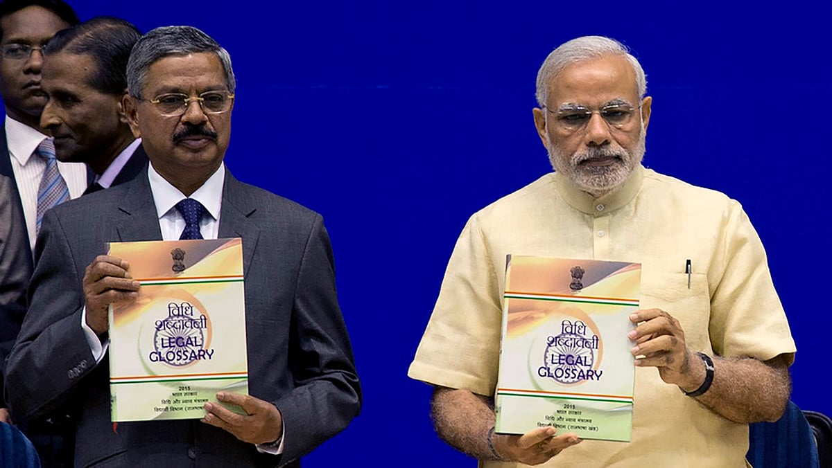 In this file photo, CJI HL Dattu and PM Narendra Modi are seen at an event in Delhi. (Photo: AP)