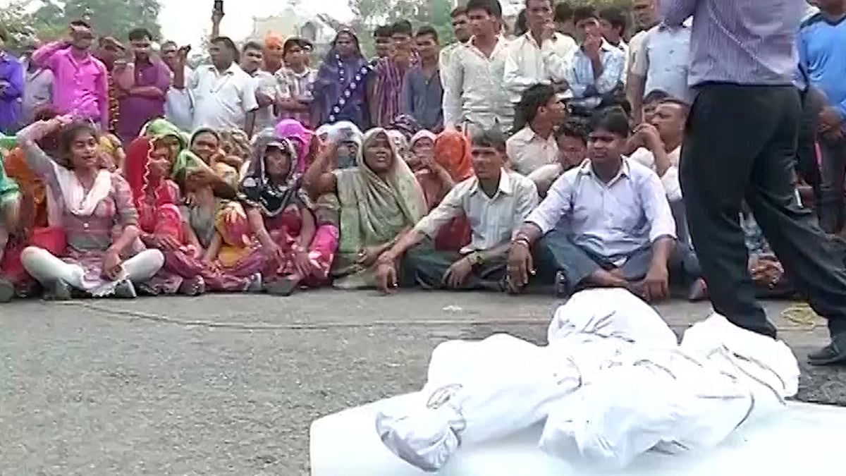 The dead bodies of the Dalit children who were burned alive in Faridabad. (Photo: ANI screengrab)