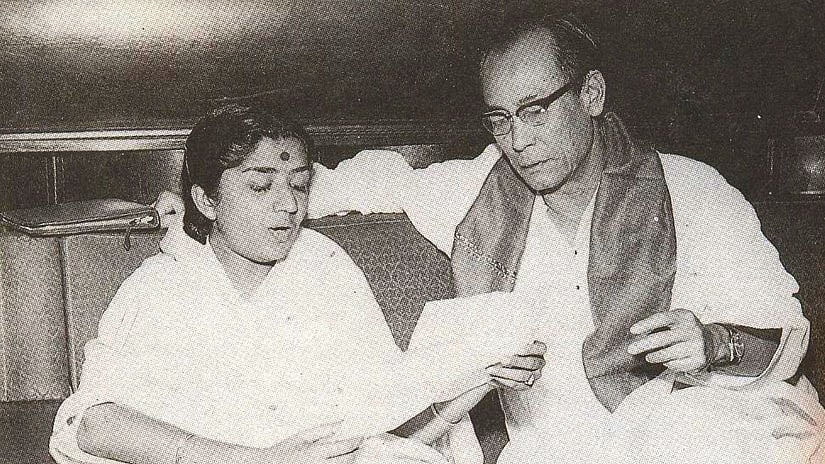 Lata Mangeshkar and SD Burman creating magic together.