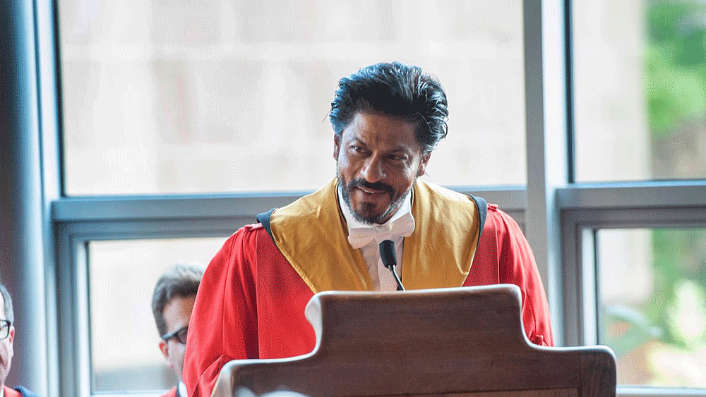 Shah Rukh Khan at the University of Edinburgh. (Photo: <a href="https://www.facebook.com/UniversityOfEdinburgh/timeline">The University of Edinburgh’s Facebook page</a>)
