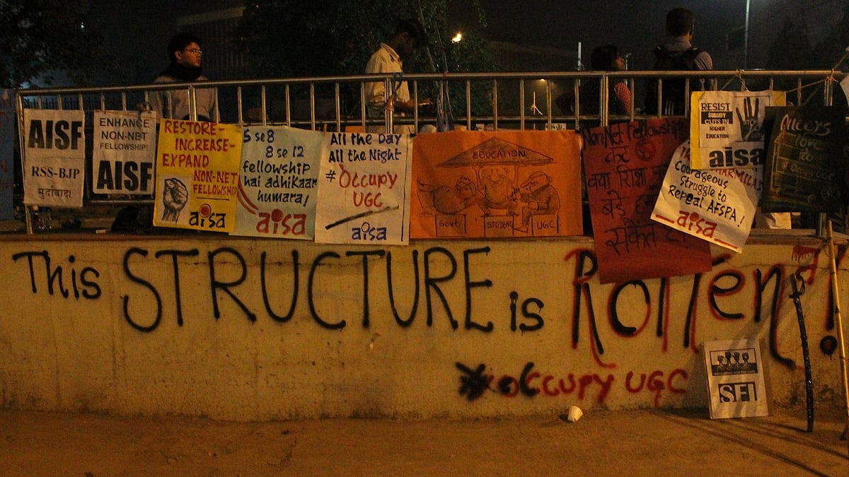 Students have been campaigning outside UGC office in New Delhi.