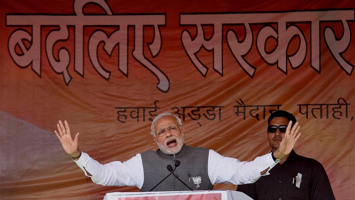 Prime Minister Narendra Modi addressing a rally in Muzaffarpur on Friday. (Photo: PTI)
