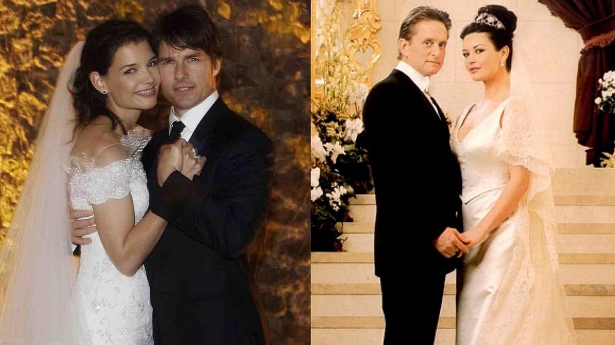 Two weddings and love stories to remember: Tom Cruise and Katie Holmes (Photo: Reuters) Michael Douglas and Catherine Zeta-Jones (Photo: <a href="https://twitter.com/search?f=images&amp;vertical=default&amp;q=catherine%20zeta%20jones%20wedding&amp;src=typd">Twitter/my@weddingapp</a>)