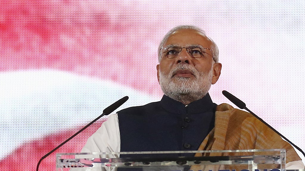 Prime Minister Narendra Modi at London’s Wembley Stadium. (Photo: Reuters)