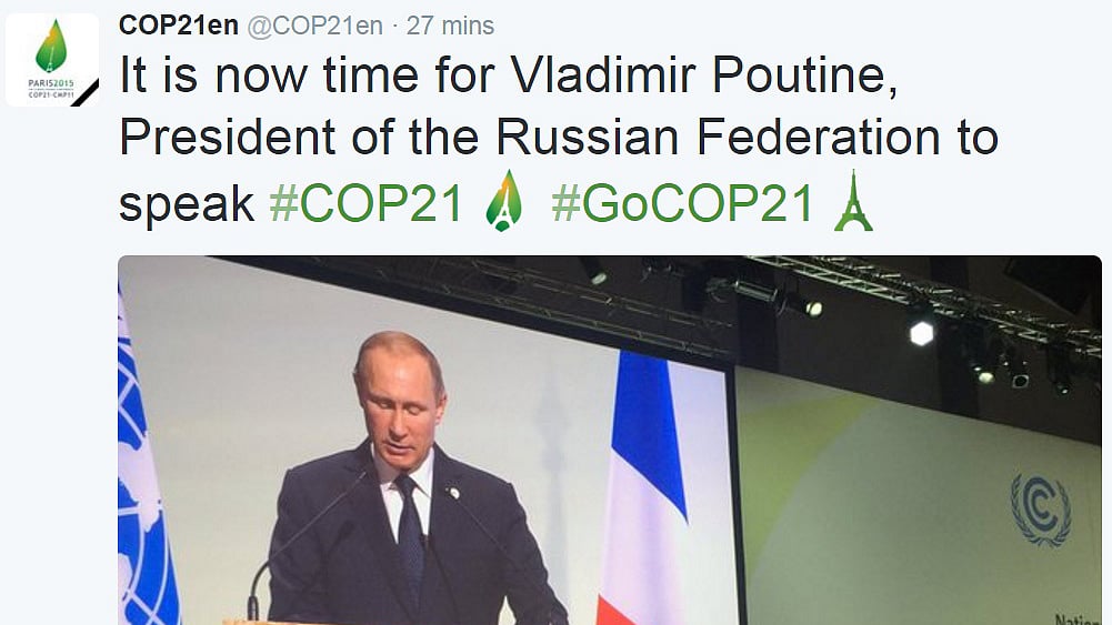 (Photo: <a href="https://twitter.com/COP21en/status/671308358343860224">Twitter/@COP21en</a> screenshot)