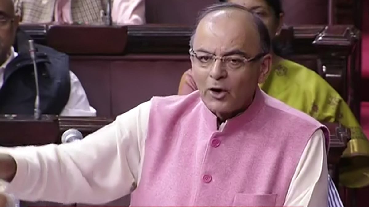 Union Finance Minister Arun Jaitley in the Rajya Sabha on Friday. (Photo: RSTV screengrab)