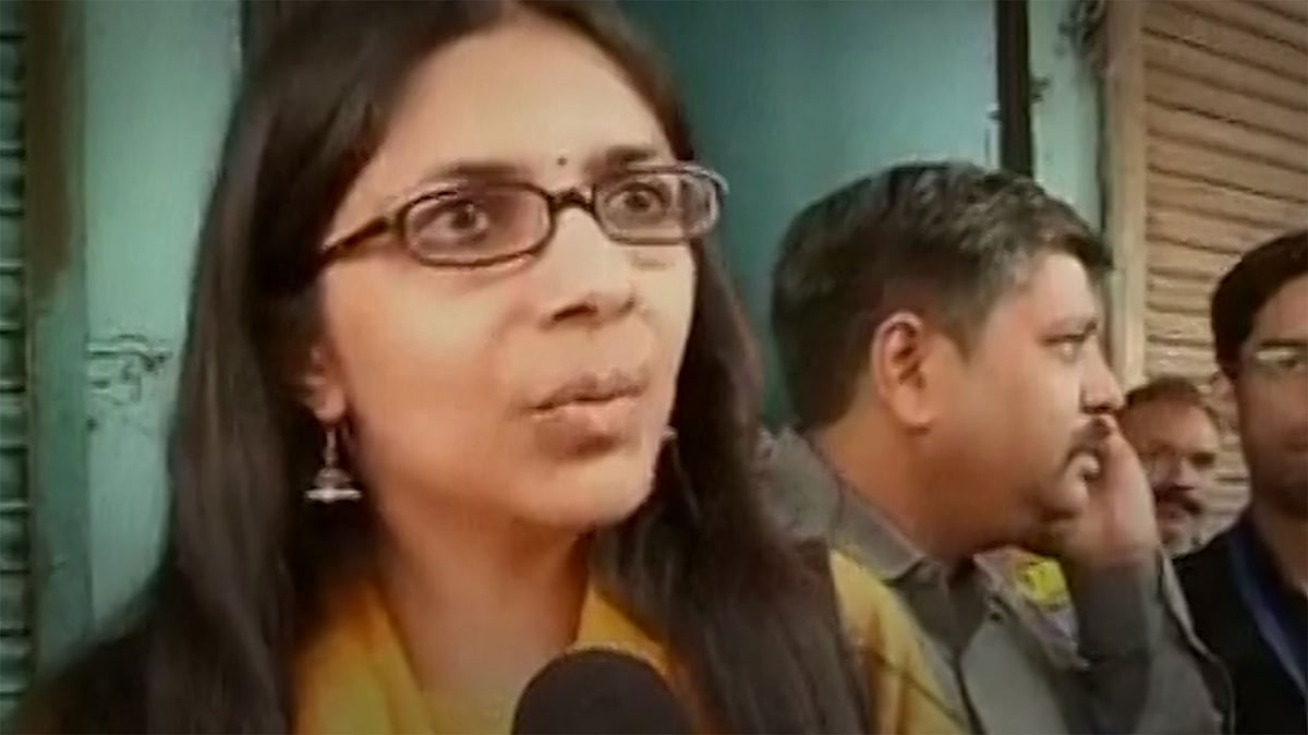 DCW Chief Swati Maliwal talks about the plight of sex workers in Delhi. (Photo: ANI screengrab)