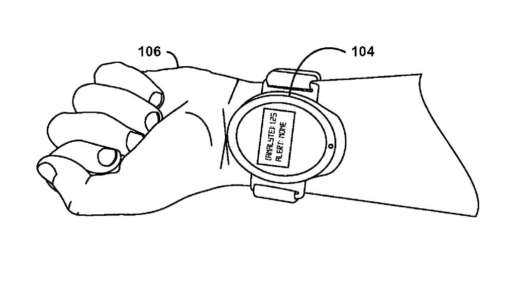 Google patented health wristband. (Photo Courtesy: <a href="http://appft1.uspto.gov/netacgi/nph-Parser?Sect1=PTO1&Sect2=HITOFF&d=PG01&p=1&u=/netahtml/PTO/srchnum.html&r=1&f=G&l=50&s1=20150342509.PGNR.">US State Patent</a>)