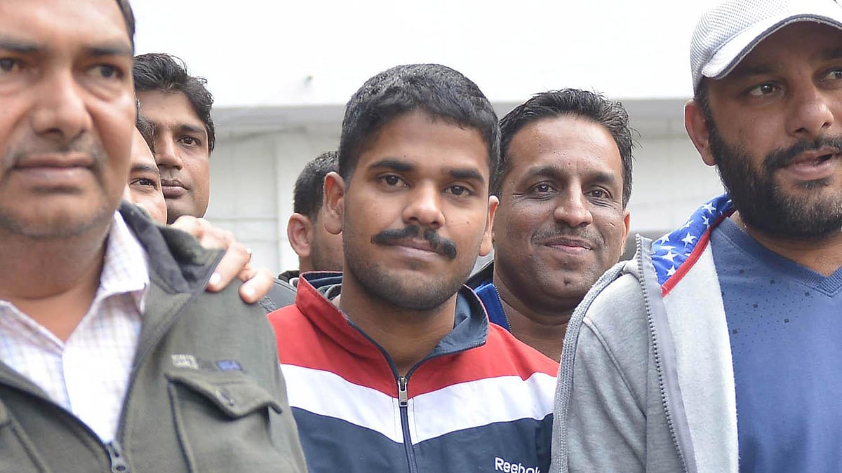 The dismissed Air Force official, Ranjit, being taken to court. (Photo: IANS)