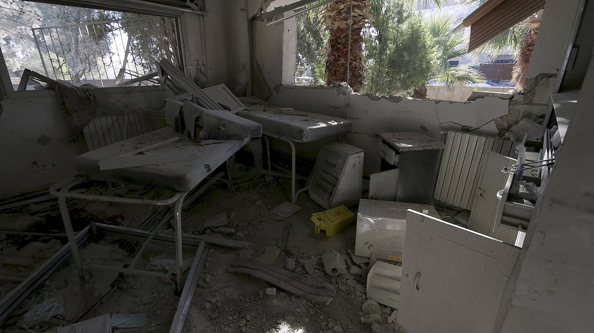 Damaged medical equipment inside a hospital at a site hit by one of the three truck bombs in Syria on Friday. (Photo: Reuters)