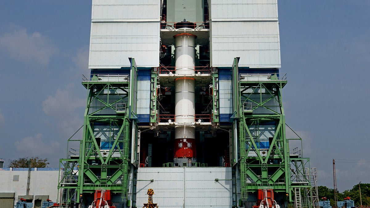  PSLV C29 during the integration of the first stage at Mobile Service Tower (Photo Courtesy: ISRO) 