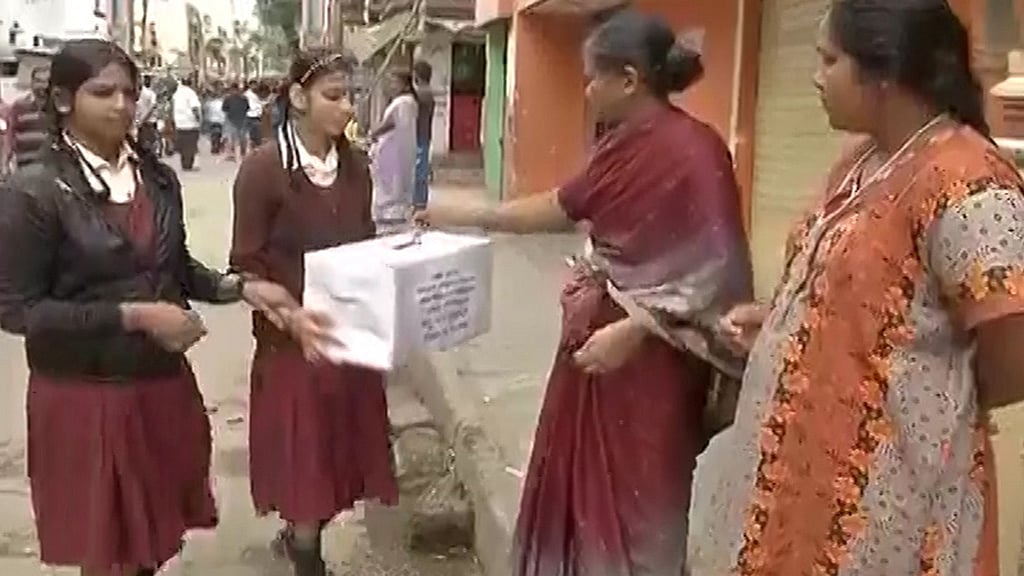Students of a Bengaluru school have launched a donation drive to help Chennai flood victims. (Photo: ANI screengrab)
