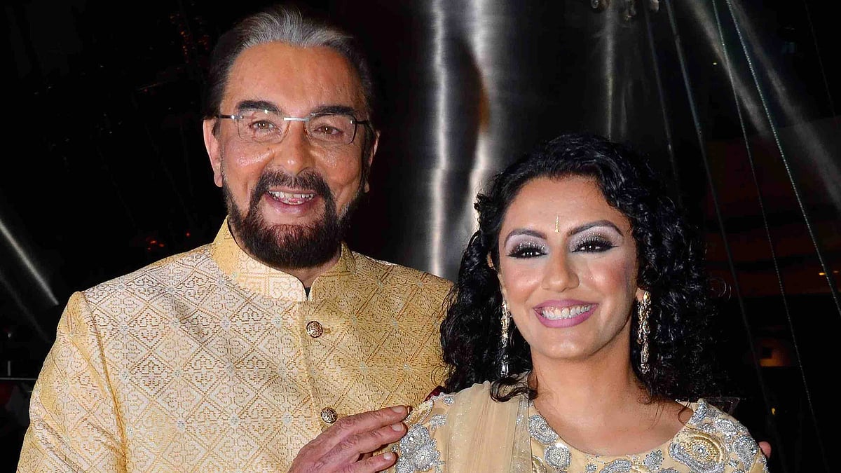 Kabir Bedi with wife Parveen Dusanj at their wedding reception (Photo: Yogen Shah)