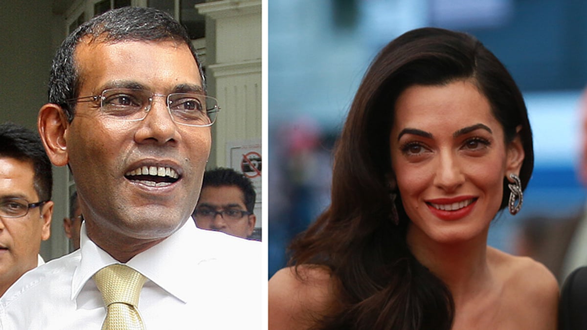 Former Maldives President Mohamed Nasheed (Left), international human rights lawyer Amal Clooney (right). (Photo: Reuters)