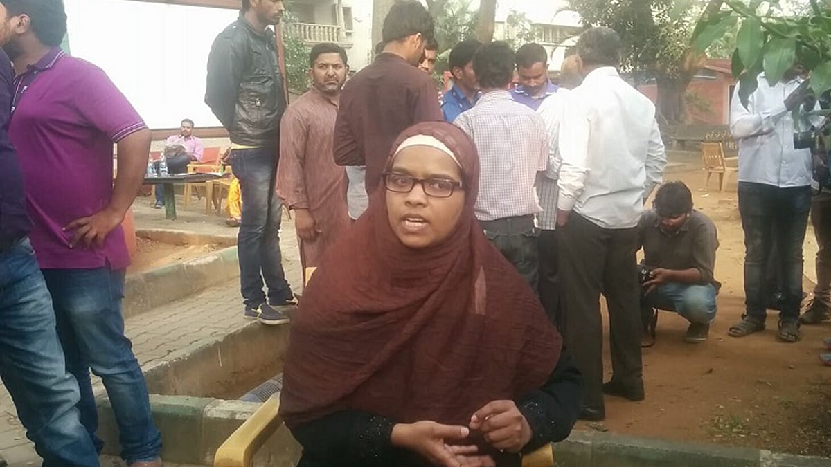 Bushra Tabassum, wife of Mohammed Afzal, one of the suspects. (Photo Courtesy: The News Minute)